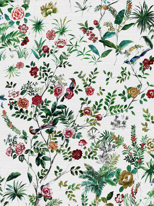 Nicolette Mayer Lost Pavilion Allover Multi On Pearl - Grasscloth Wallpaper Sample WNMLOSTAL0001