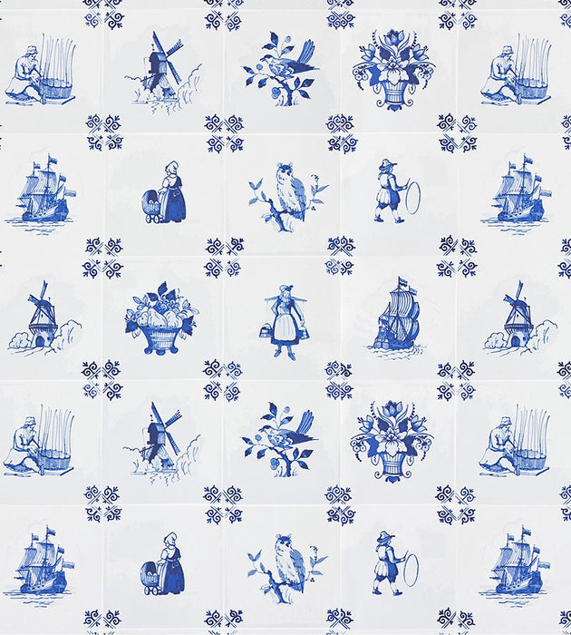 Nicolette Mayer Tile Play Blue Wallpaper Sample WNMTILE0001