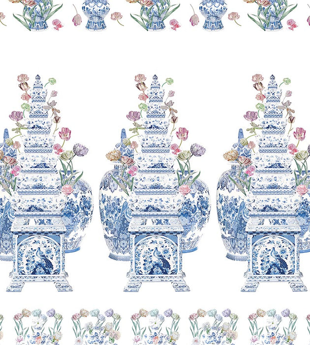 Nicolette Mayer Tulipiere Flowers - Panel White Wallpaper Sample WNMTULI0001