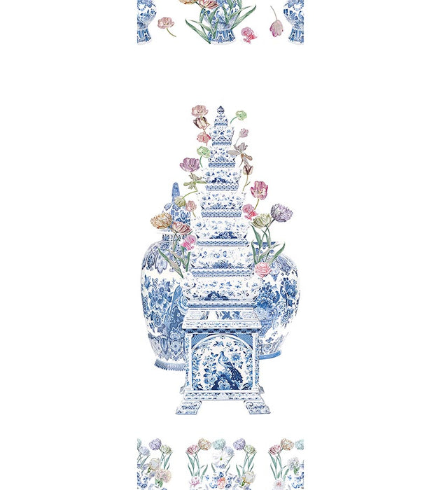 Nicolette Mayer Tulipiere Flowers - Panel White Wallpaper Sample WNMTULI0001