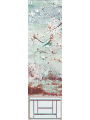 Nicolette Mayer Crested Crane Mural | Panel 5 Turquoise Red Wallpaper Sample WNMCRESP50002