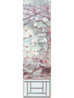 Nicolette Mayer Crested Crane Mural | Panel 6 Turquoise Red Wallpaper WNMCRESP60002