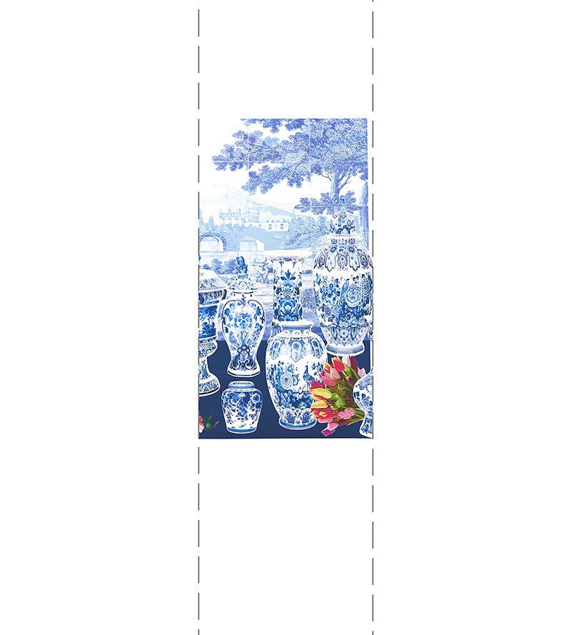 Nicolette Mayer Garniture Scenic - Tulips Blue - Right Panel Wallpaper Sample WNMGSTR0002