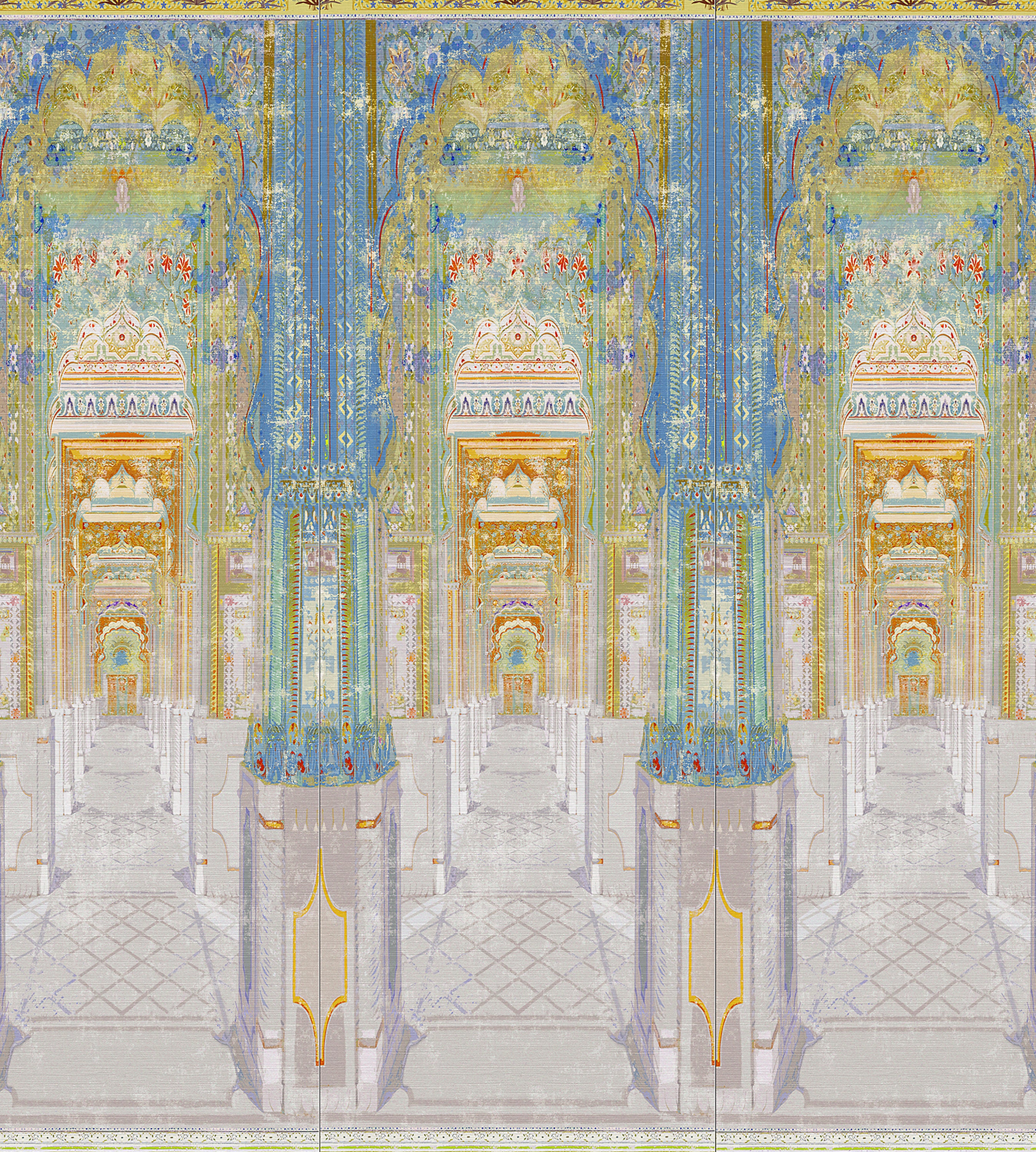 Nicolette Mayer Palatial Jaipur - Panel Powder Buttercup Wallcovering Sample WNMJAIP0002