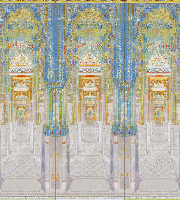 Nicolette Mayer Palatial Jaipur - Panel Powder Buttercup Wallcovering Sample WNMJAIP0002
