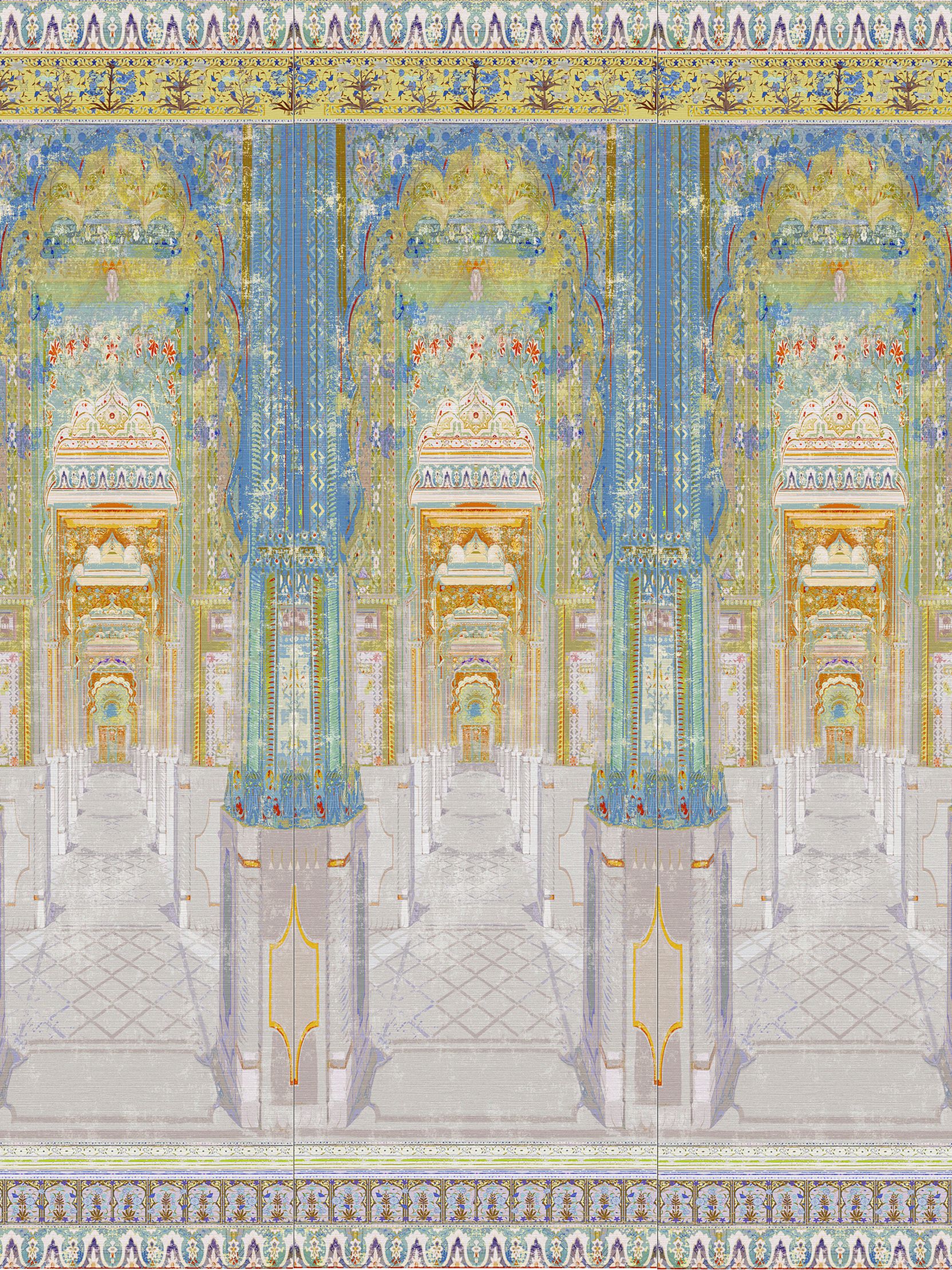 Nicolette Mayer Palatial Jaipur - Panel Powder Buttercup Wallpaper Sample WNMJAIP0002