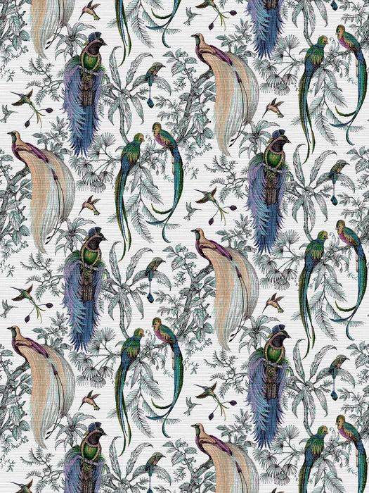Nicolette Mayer Audubon Exotica Blue Green Multi Wallpaper Sample WNMAUDU0003