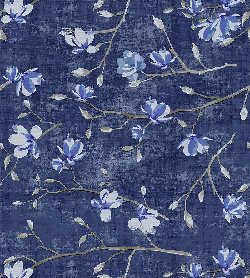 Nicolette Mayer Bloom Delft Blue Wallpaper Sample WNMBLOO0003