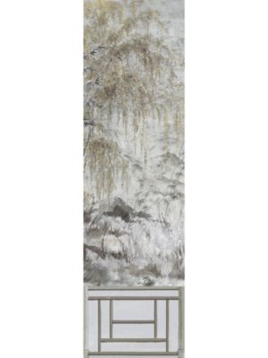 Nicolette Mayer Crested Crane Mural | Panel 2 Silver Gold Wallpaper WNMCRESP20003