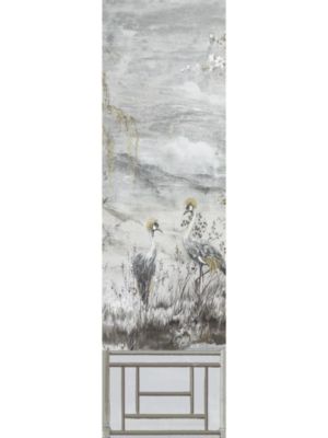 Nicolette Mayer Crested Crane Mural | Panel 3 Silver Gold Wallpaper Sample WNMCRESP30003