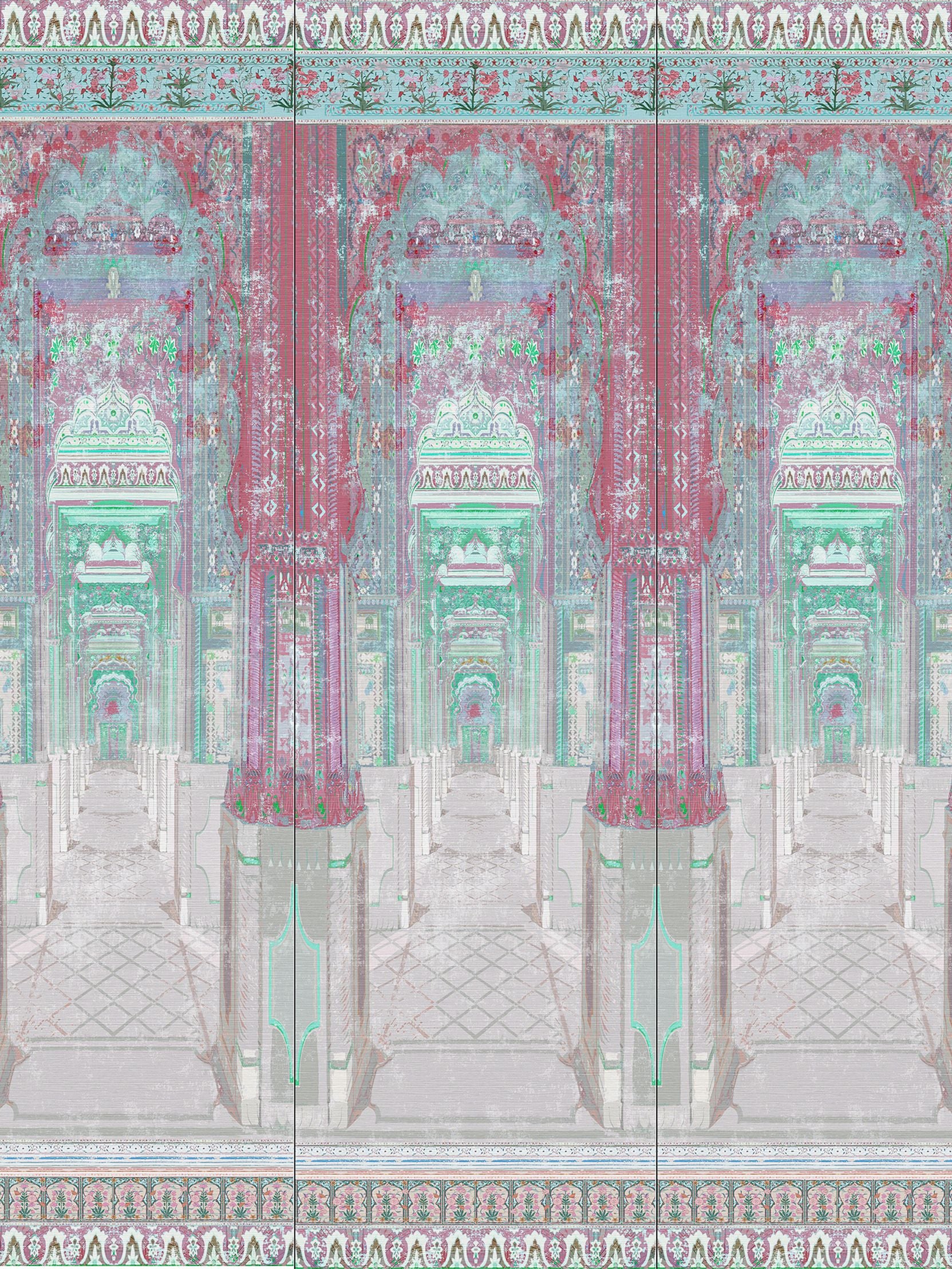 Nicolette Mayer Palatial Jaipur - Panel Red/green/blue Wallpaper Sample WNMJAIP0003
