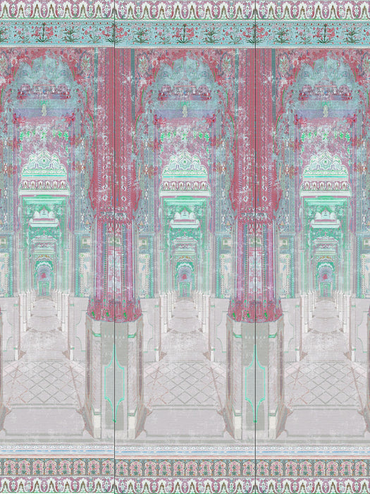 Nicolette Mayer Palatial Jaipur - Panel Red/green/blue Wallpaper Sample WNMJAIP0003