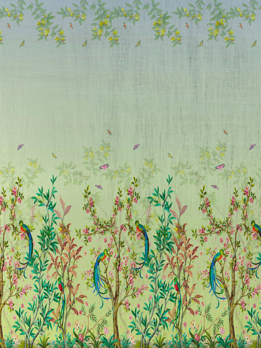 Nicolette Mayer Resplendent Quetzal - Panel Yellow Blue Sunrise Wallpaper Sample WNMRESP0003