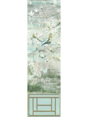 Nicolette Mayer Crested Crane Mural | Panel 5 Green Gold Wallpaper WNMCRESP50004