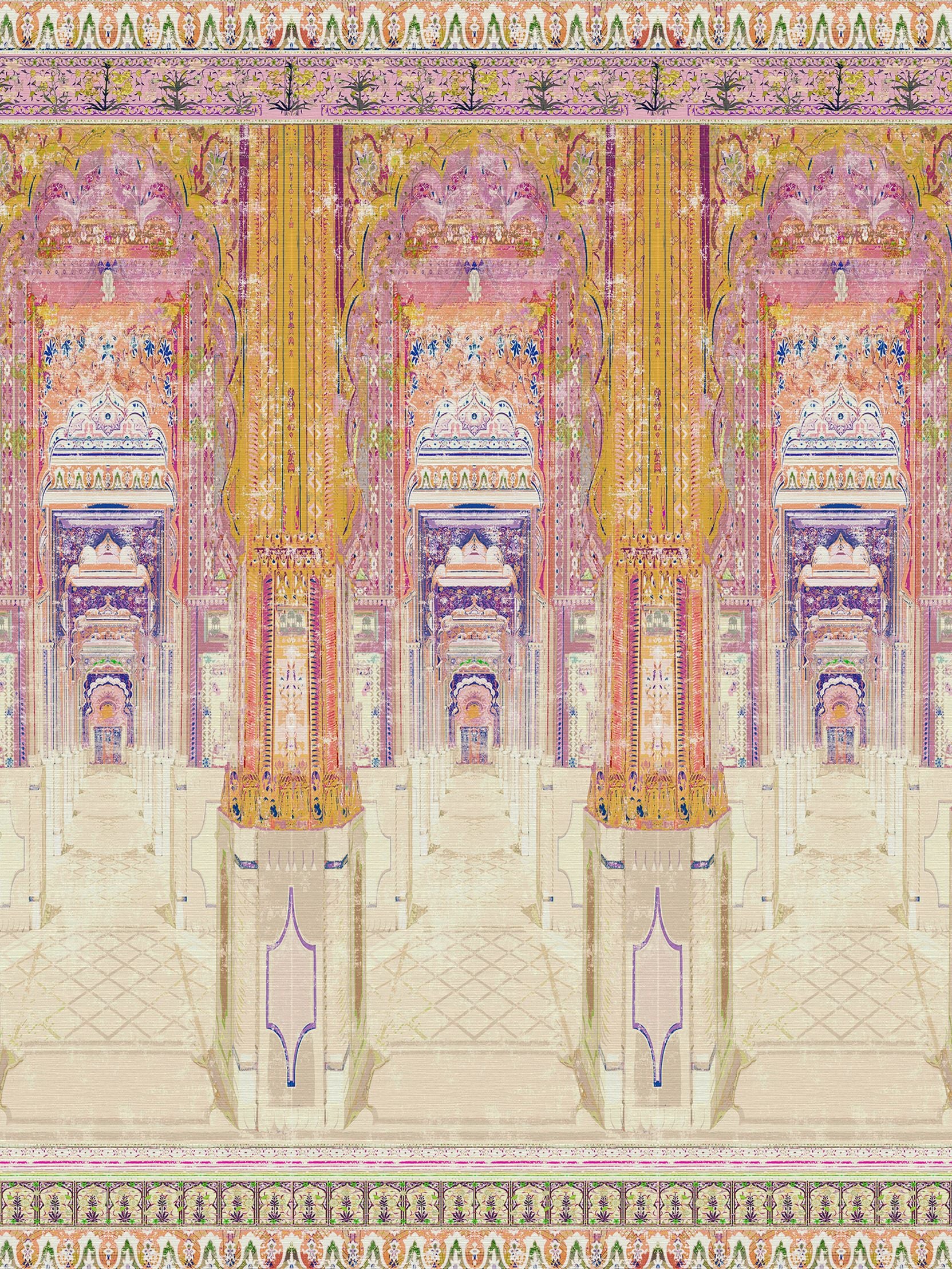 Nicolette Mayer Palatial Jaipur - Panel Orchid Sandlewood Wallpaper Sample WNMJAIP0004