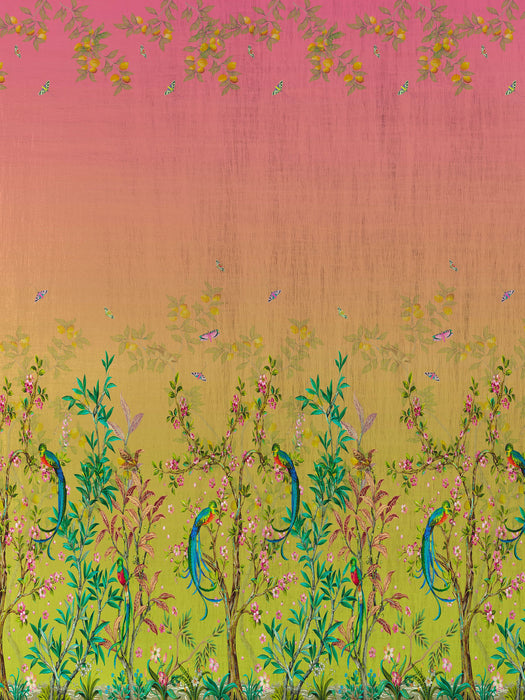 Nicolette Mayer Resplendent Quetzal - Panel Salmon Blush Sunrise Wallpaper Sample WNMRESP0004