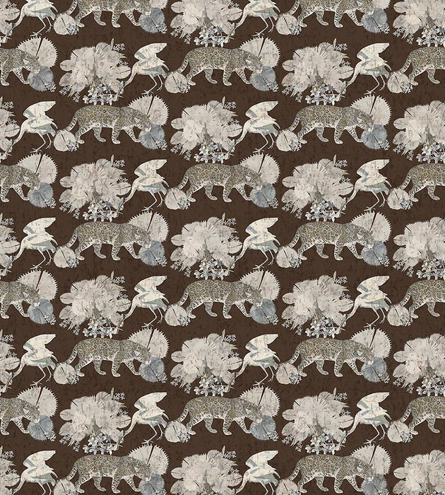 Nicolette Mayer Leopard Walk Chocolate Wallpaper Sample WNMLEOP0005