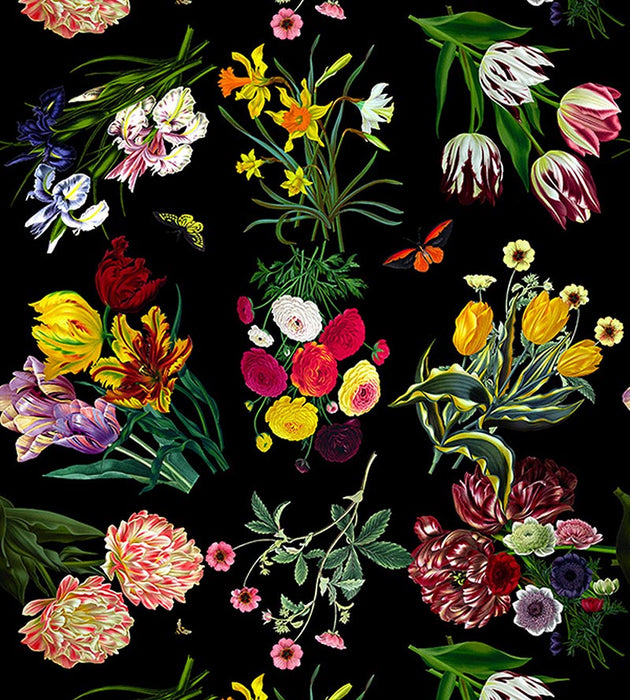 Nicolette Mayer Flora & Fauna Black Wallpaper Sample WNMFLOR0006