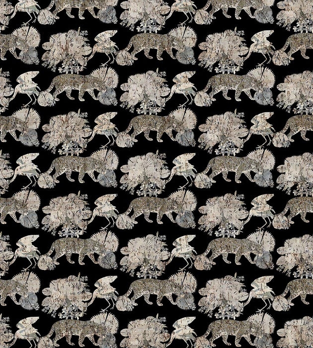 Nicolette Mayer Leopard Walk Black Wallpaper Sample WNMLEOP0006