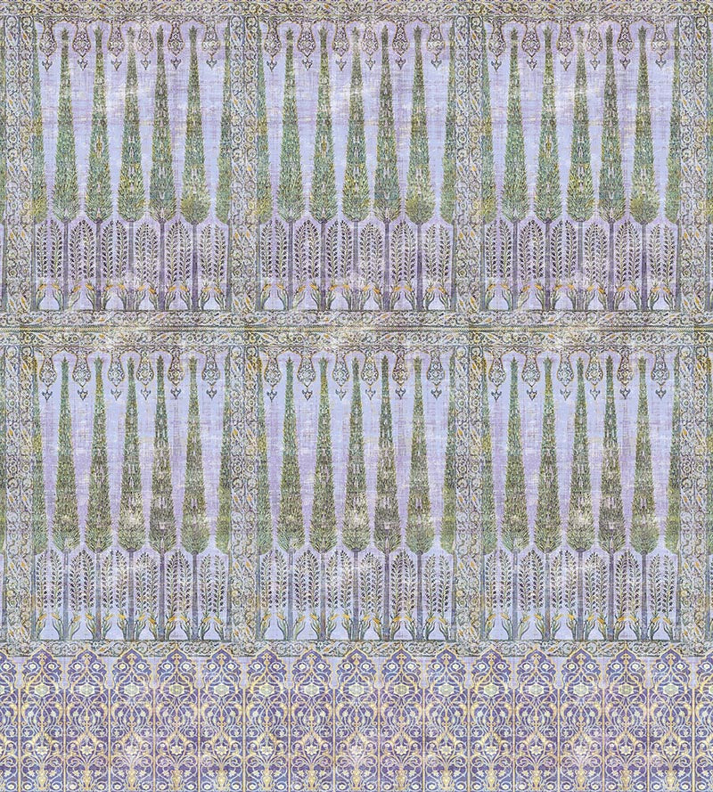 Nicolette Mayer Topkapi Garden - Panel Gold Purple Wallpaper WNMTOPK1017