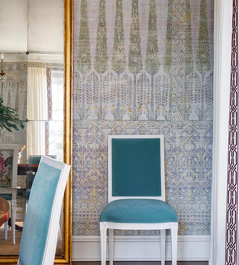 Nicolette Mayer Topkapi Garden - Panel Gold Purple Wallpaper WNMTOPK1017