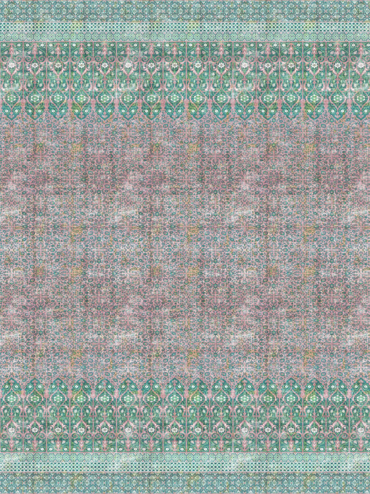 Nicolette Mayer Iznik Overdye - Panel Green Pink Wallpaper Sample WNMIZNI1022