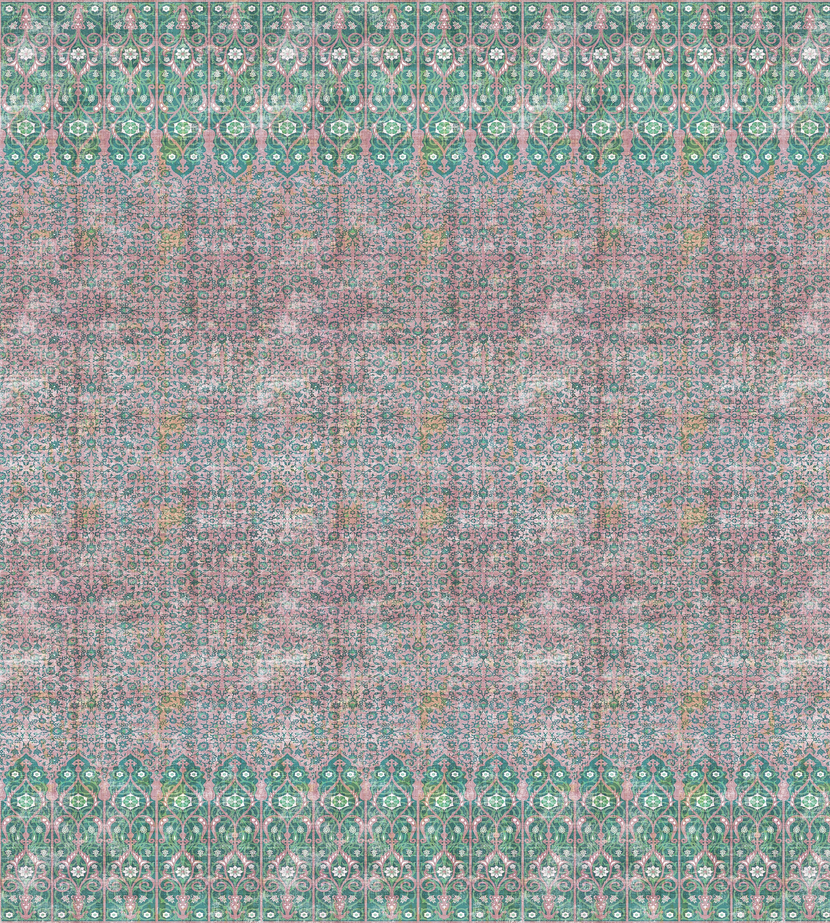 Nicolette Mayer Iznik Overdye - Panel Green Pink Wallcovering Sample WNMIZNI1022