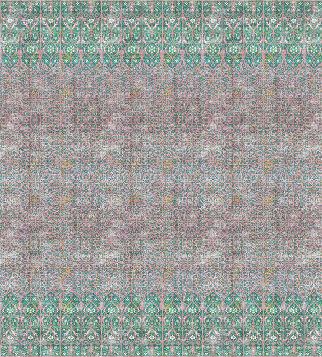Nicolette Mayer Iznik Overdye - Panel Green Pink Wallcovering Sample WNMIZNI1022