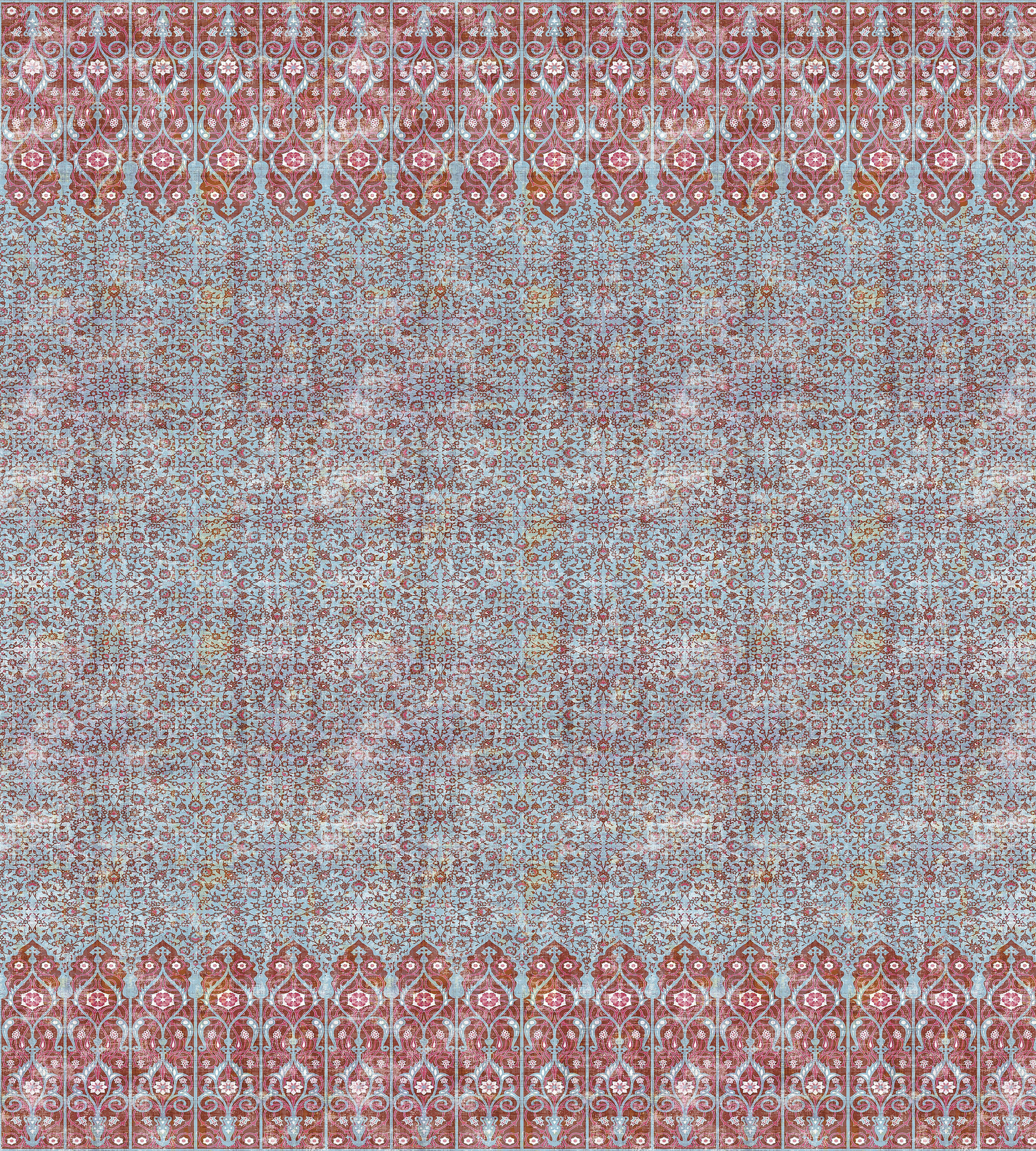 Nicolette Mayer Iznik Overdye - Panel Red Turquoise Wallcovering Sample WNMIZNI1037