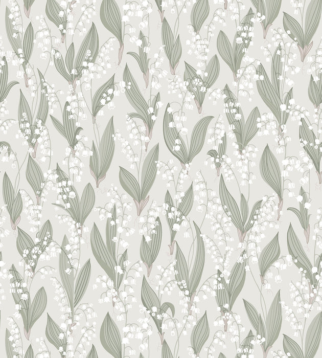 Sandberg Liljekonvalj Spring Green Wallcovering Sample WSB04790018