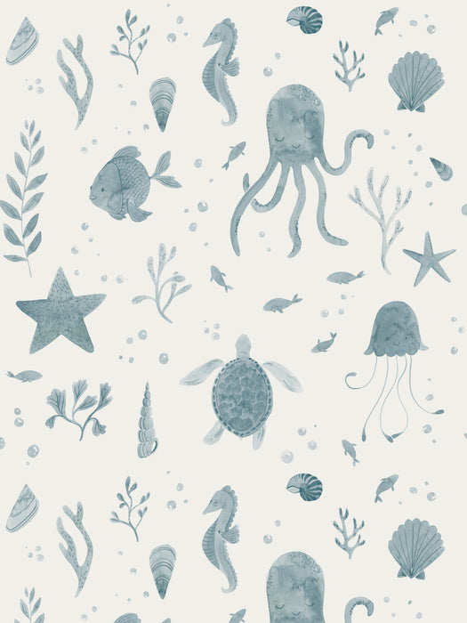 Scalamandre Della Ocean Blue Wallpaper Sample WSB02430036