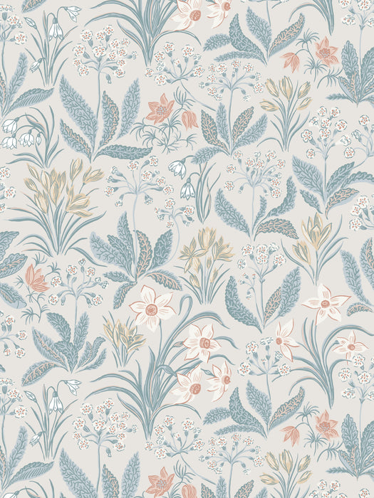Sandberg Huset I Solen Folklore Blue Wallpaper Sample WSB010150059