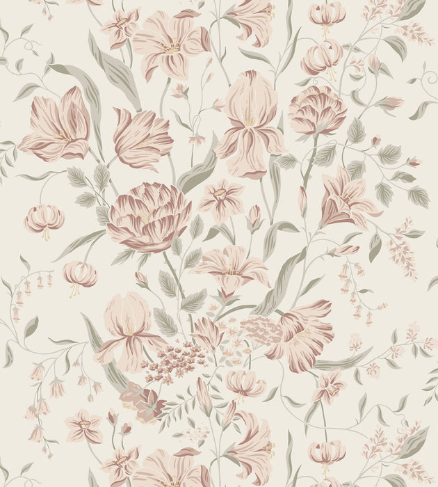 Sandberg Karins Bukett Powder Pink Wallcovering Sample WSB10160064