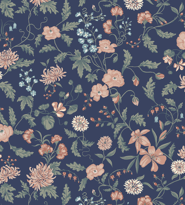 Sandberg Till Karin Midnight Blue Wallcovering Sample WSB010160067