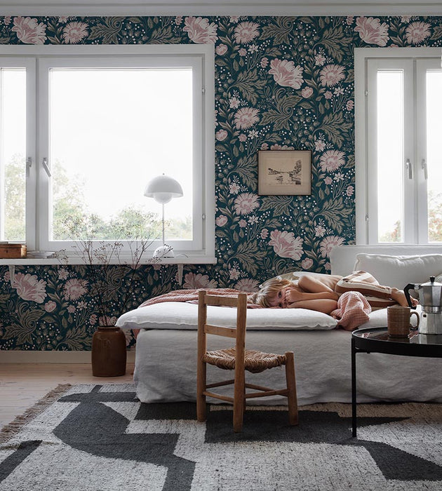 Sandberg Ava Dark Blue Wallpaper Sample WSB04000096