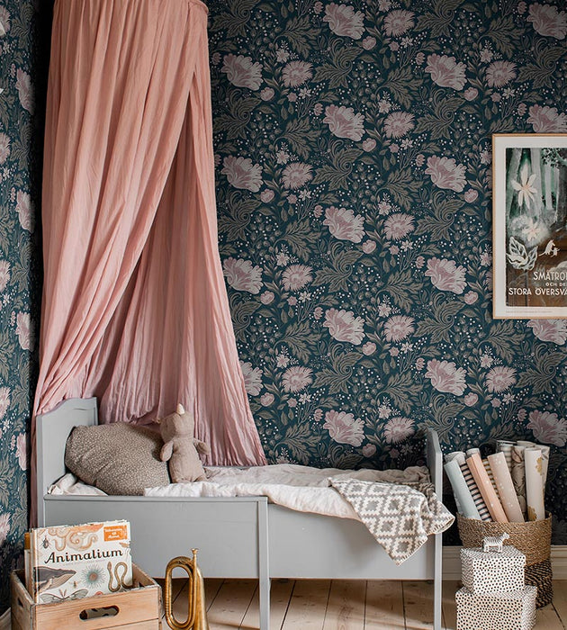 Sandberg Ava Dark Blue Wallpaper Sample WSB04000096