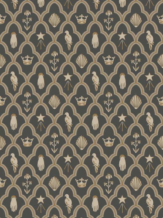 Scalamandre Turtledove Barn Charcoal Wallpaper Sample WSBTURTLE0270