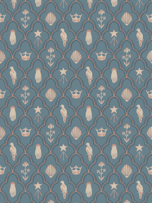 Scalamandre Turtledove Barn Indigo Blue Wallpaper WSBTURTLE0272
