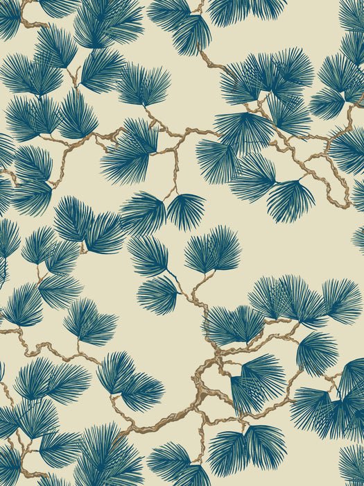 Scalamandre Pine Blue Wallpaper Sample WSB08040327