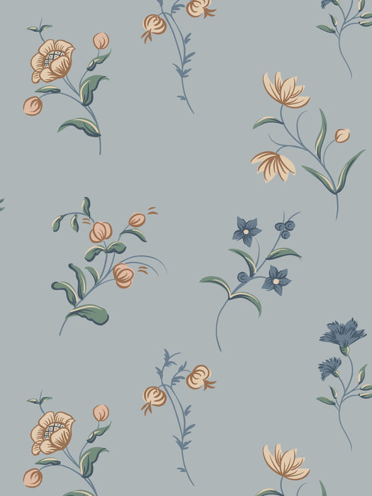 Scalamandre Hanna Misty Blue Wallpaper Sample WSBHANNA0393