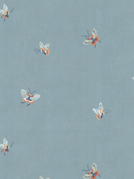 Scalamandre Butterflies Misty Blue Wallpaper Sample WSBBUTTERFL0448