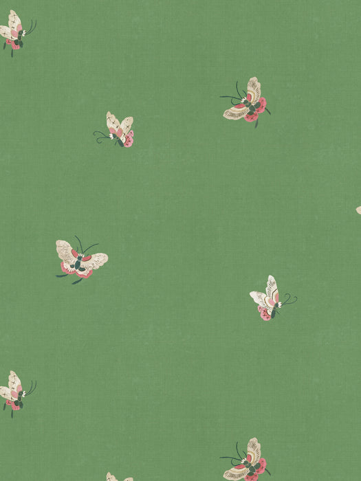 Scalamandre Butterflies Green Wallpaper Sample WSBBUTTERFL0449