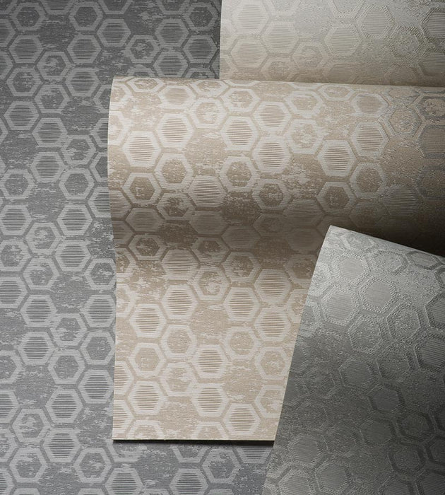 Scalamandre Hexagon Inspiration Bone Wallpaper Sample WTT216614
