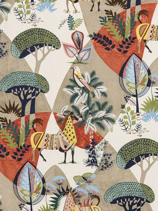 Old World Weavers Llamas Red Tan Multi Fabric Sample WW166610001