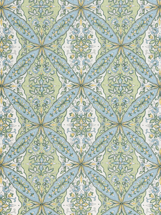 Old World Weavers Provence Aqua Meadow Fabric WW166640001