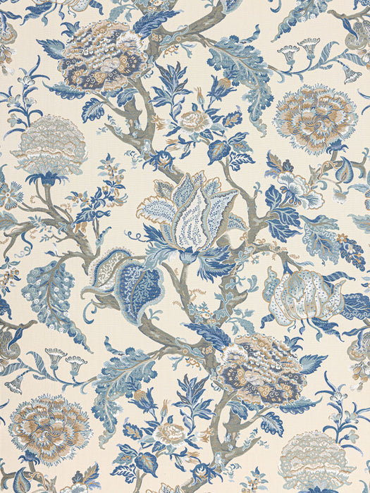 Old World Weavers Indienne Lampas Federal Blue Fabric WW273410001