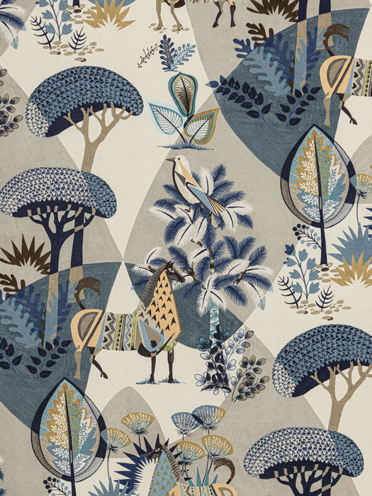 Old World Weavers Llamas Bluestone Wheat Fabric Sample WW166610003