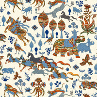 Old World Weavers Legends Print Tropical Blue Fabric WW166620003
