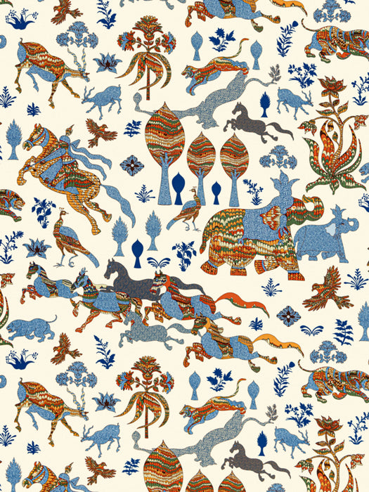 Old World Weavers Legends Print Tropical Blue Fabric WW166620003