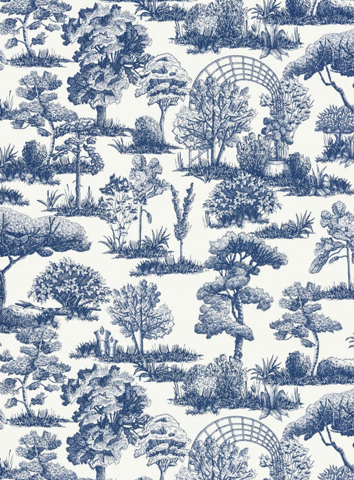 Scalamandre Garden Toile Lapis Wallpaper Sample WWWP88605D0003